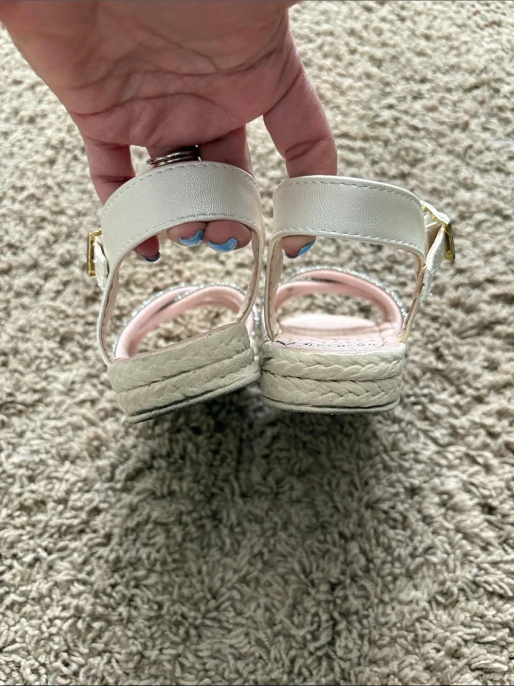 Girls' Sparkle Rhinestone Ankle-Strap Sandals - Champagne